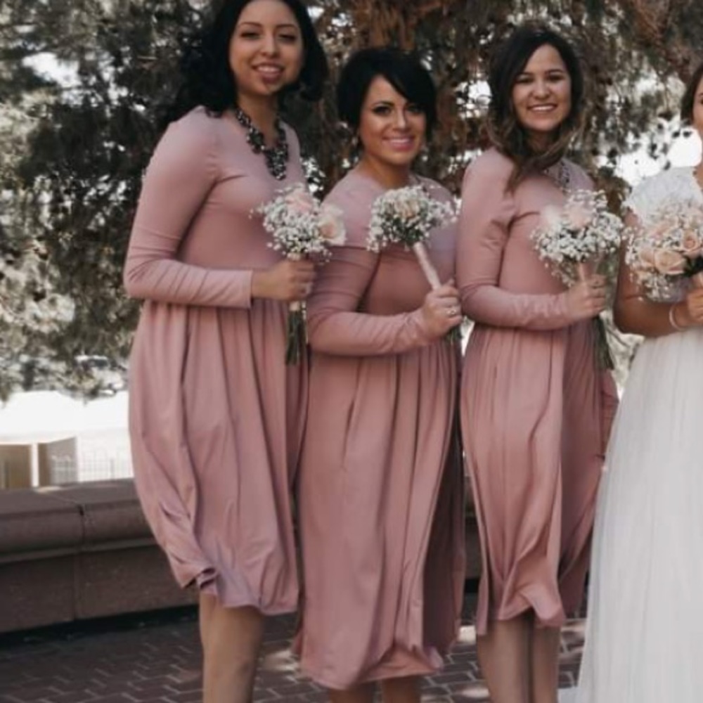 Blush pink soft long sleeve dress